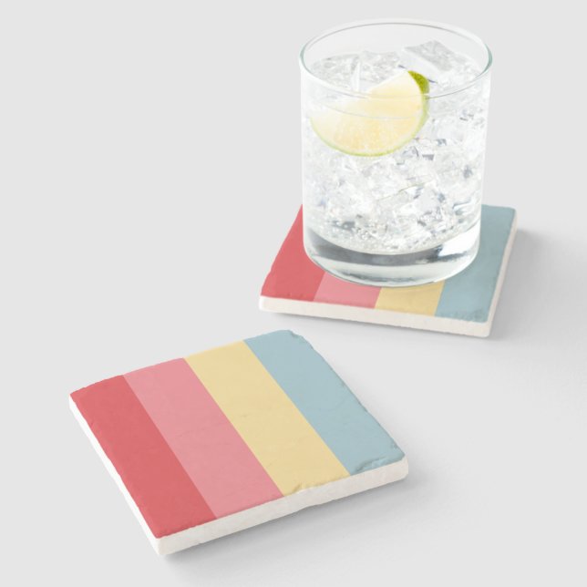 Candy Colours Vertical Striped Stone Coaster (Side)