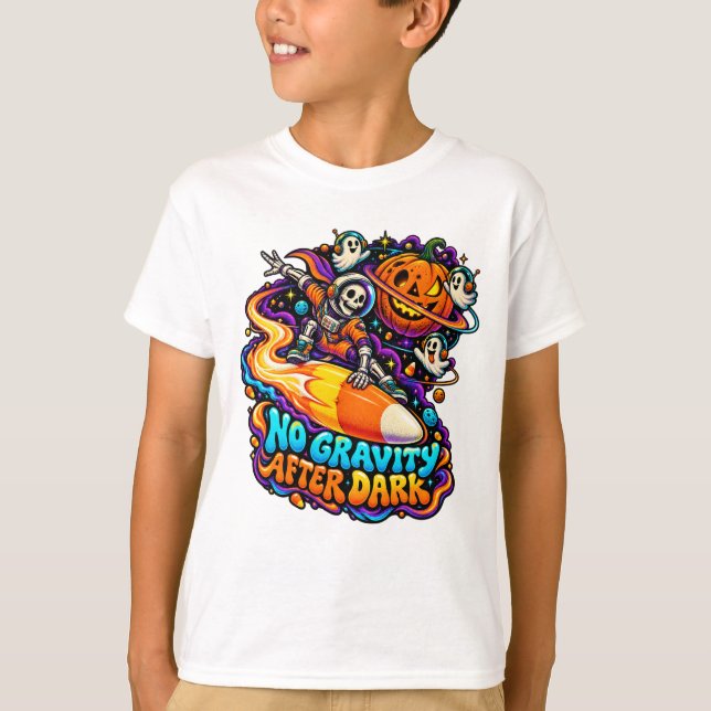 Candy Comet Skeleton Space Halloween T-Shirt (Front)