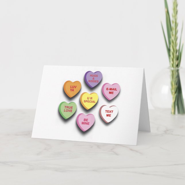 Candy Conversation Hearts Gifts and Apparel Holiday Card (Front)
