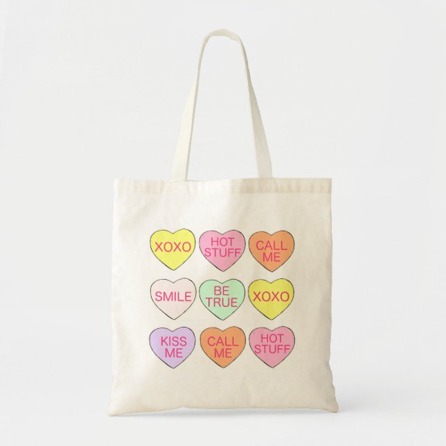 Candy Conversation Hearts Valentine's Day Sweet Tote Bag (Front)