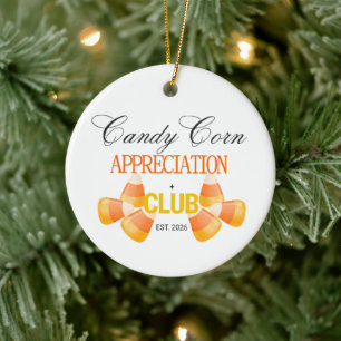 Candy Corn Appreciation Club Halloween Ceramic Tree Decoration
