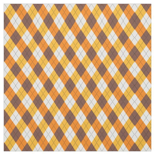 Candy Corn Argyle Autumn Fall Diamond Pattern Fabric (Swatch)