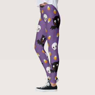 Candy Corn, Bats and Skulls Leggings