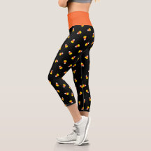 Candy Corn Black Printed Legging Capris