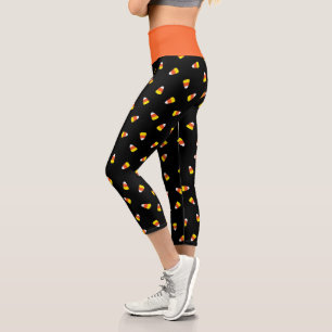 Candy Corn Black Printed Legging Capris