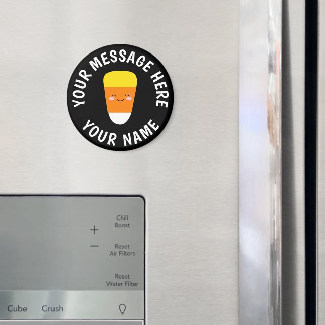 Candy corn cartoon fridge magnet with custom text (In Situ (Fridge))