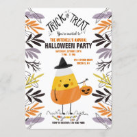 Candy Corn Character Halloween Party Invitation