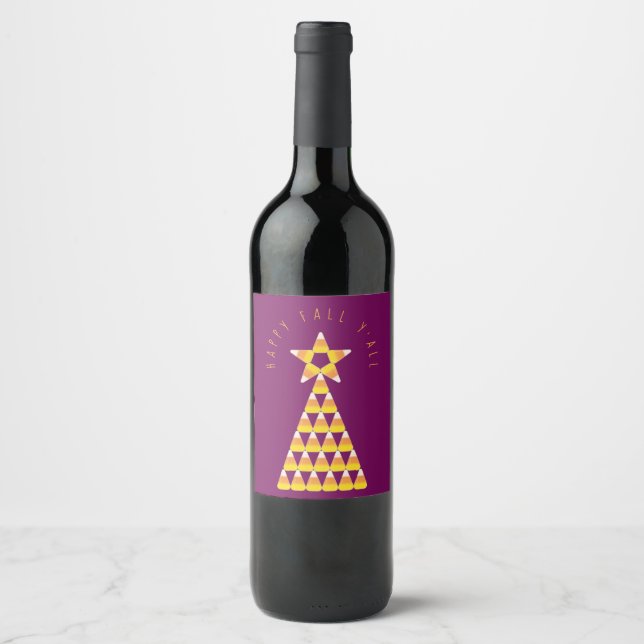 Candy Corn Christmas Tree Fall  Wine Label (Front)