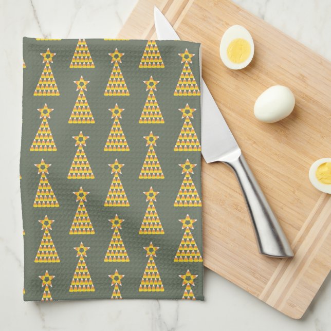 Candy Corn Christmas Tree Tea Towel (Quarter Fold)