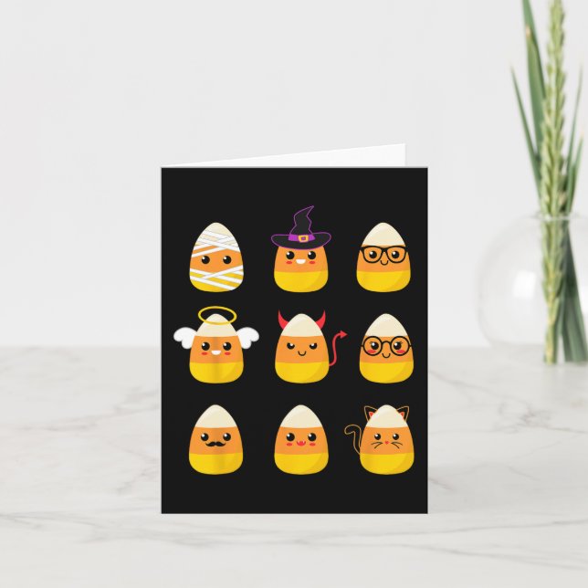 Candy Corn Costume Characters - Cute Halloween Kid Card (Front)