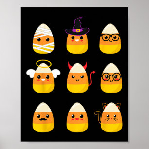 Candy Corn Costume Characters - Cute Halloween Kid Poster
