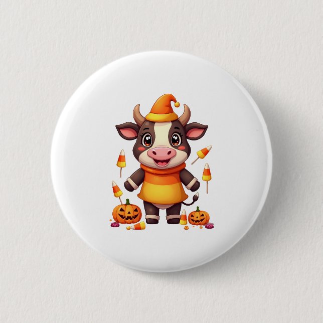 Candy Corn Cow 6 Cm Round Badge (Front)