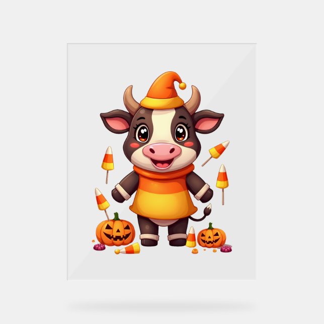 Candy Corn Cow Acrylic Sign (Front)