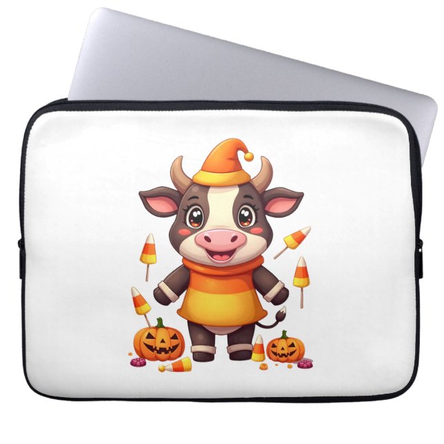 Candy Corn Cow Laptop Sleeve (Front)