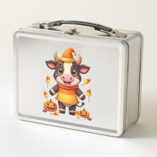 Candy Corn Cow Metal Lunch Box