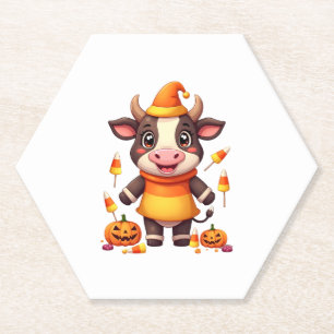 Candy Corn Cow Paper Coaster