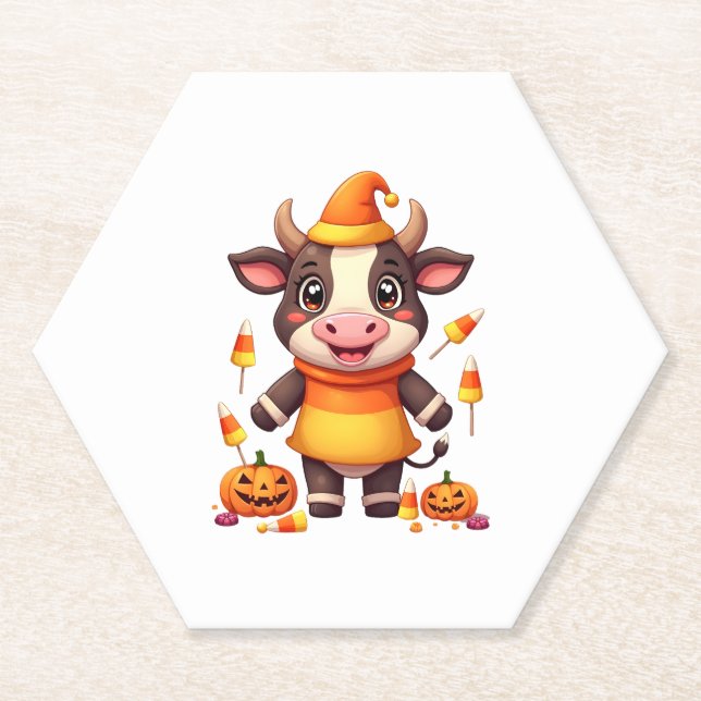 Candy Corn Cow Paper Coaster (Front)