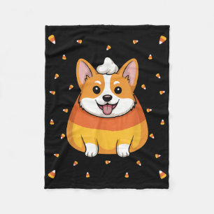 Candy Corn Cute Corgi Dog Spooky Halloween Men Wom Fleece Blanket