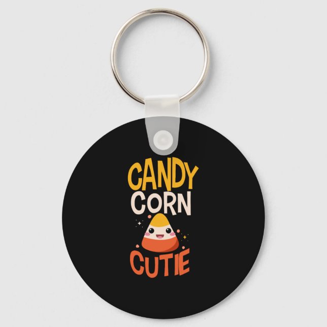 Candy Corn Cutie Child Kids Halloween Outfit Key Ring (Front)