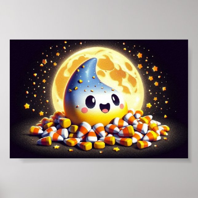 Candy Corn Cutie - Halloween Character Art Poster (Front)