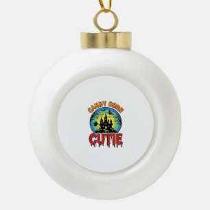 Candy Corn Cutie Vintage Halloween Castle Design_1 Ceramic Ball Christmas Ornament