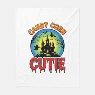 Candy Corn Cutie Vintage Halloween Castle Design_1 Fleece Blanket