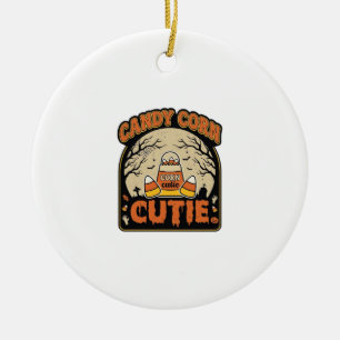 Candy Corn Cutie Vintage Halloween Vector Design_1 Ceramic Tree Decoration