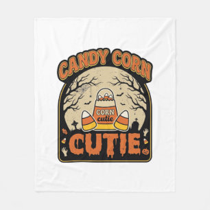 Candy Corn Cutie Vintage Halloween Vector Design_1 Fleece Blanket