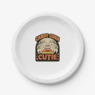 Candy Corn Cutie Vintage Halloween Vector Design_1 Paper Plate