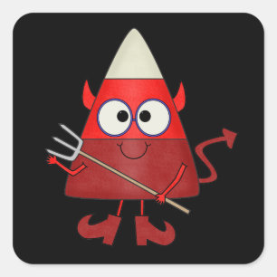 Candy Corn Devil Halloween Square Sticker