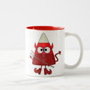 Candy Corn Devil Halloween Two-Tone Coffee Mug