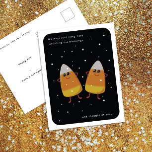 Candy Corn Duo "Counting Our Blessings" Fall Holiday Postcard