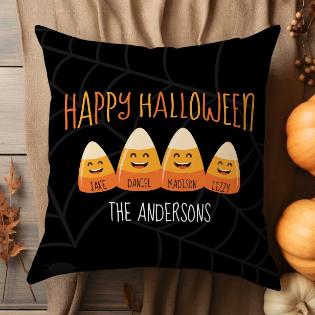 Candy Corn Family Name Personalised Halloween Cushion (Creator Uploaded)