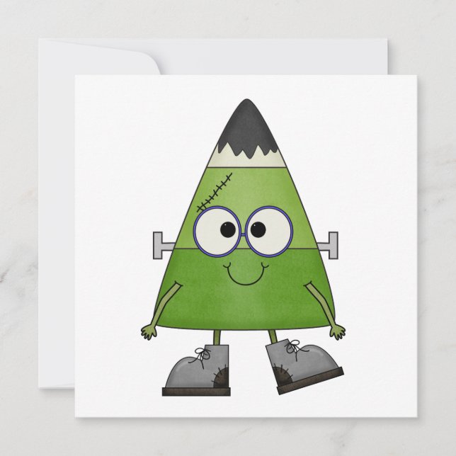 Candy Corn Frankenstein Halloween Card (Front)
