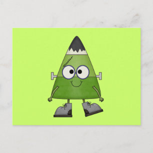 Candy Corn Frankenstein Halloween Postcard