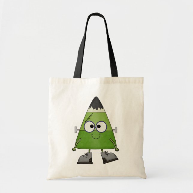Candy Corn Frankenstein Halloween Tote Bag (Front)