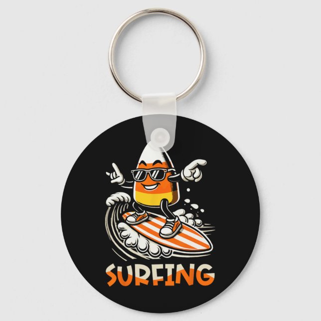 Candy Corn Funny Halloween Design  Key Ring (Front)