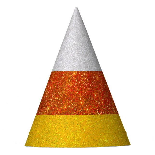 Candy Corn Glitter Halloween Party Hat (Front)