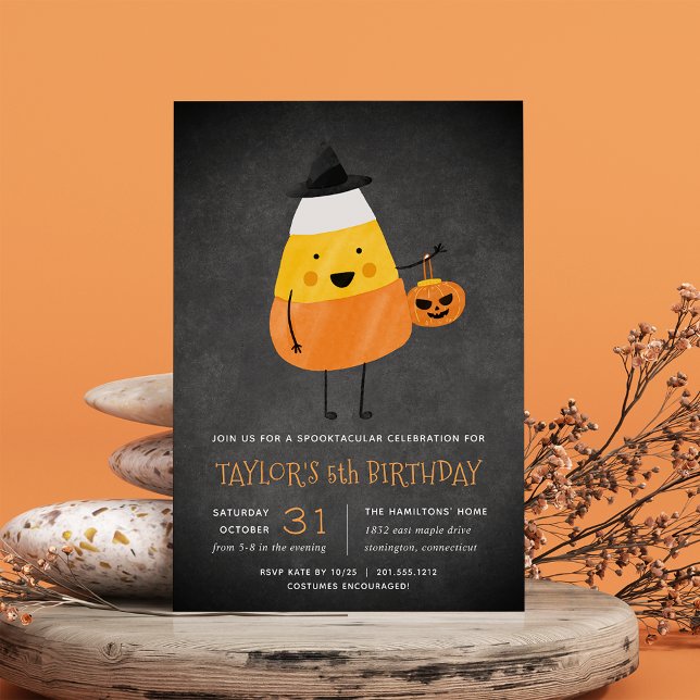 Candy Corn Halloween Birthday Party Invitation (Creator Uploaded)
