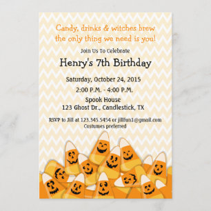 Candy Corn Halloween Birthday Party Invitation