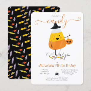 Candy Corn Halloween Birthday Party Trick or treat Invitation