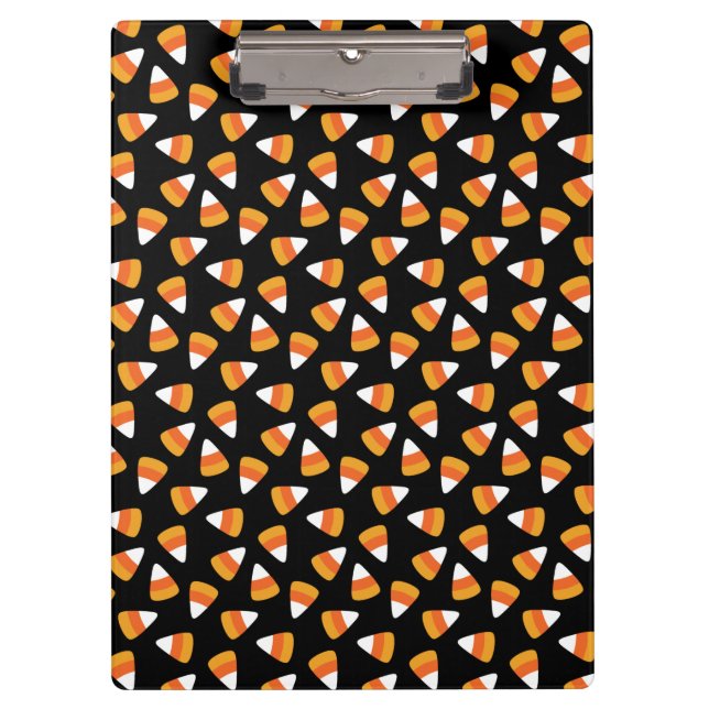 Candy Corn Halloween Black and Orange Clipboard (Front)