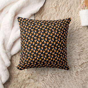 Candy Corn Halloween Black and Orange Cushion