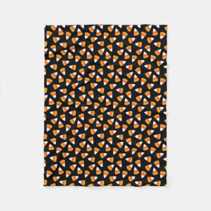 Candy Corn Halloween Black and Orange Fleece Blanket