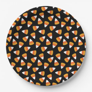 Candy Corn Halloween Black and Orange Paper Plate