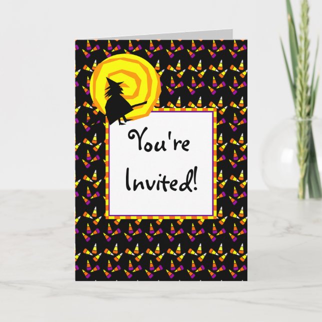 Candy Corn Halloween Folded Invitation (Front)