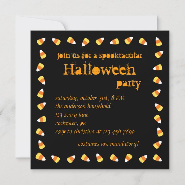 Candy Corn Halloween Invitation (Front)