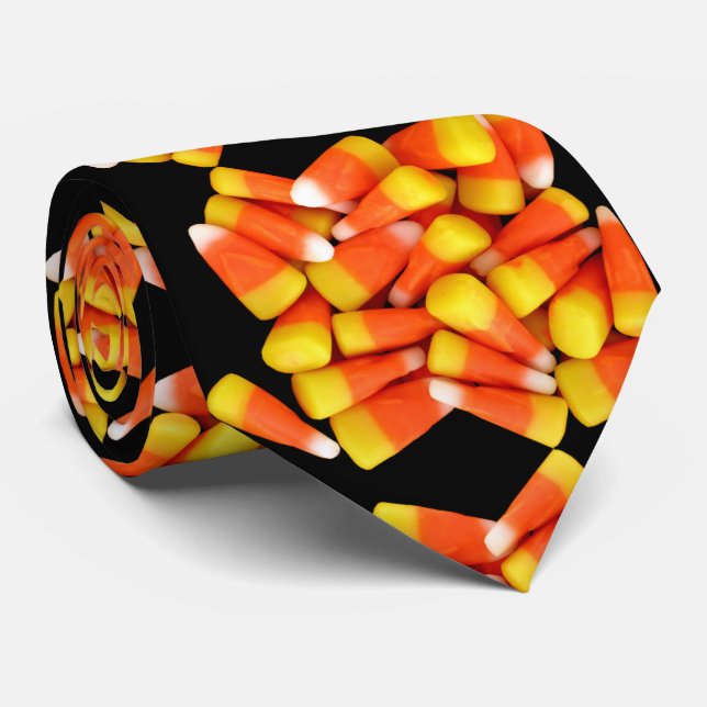 Candy Corn Halloween necktie - TIE HARD (Rolled)