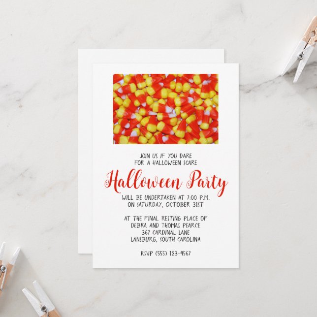 Candy Corn Halloween Party Invitation (Front/Back In Situ)