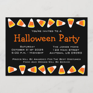 Candy Corn Halloween Party Invitations